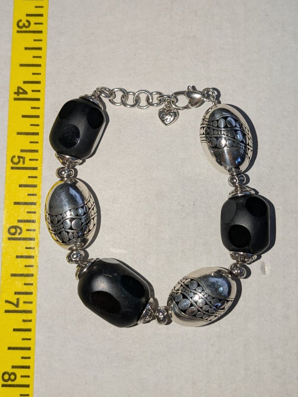 BRIGHTON Mirage Collection Silver Plated Black Lava Beaded Bracelet